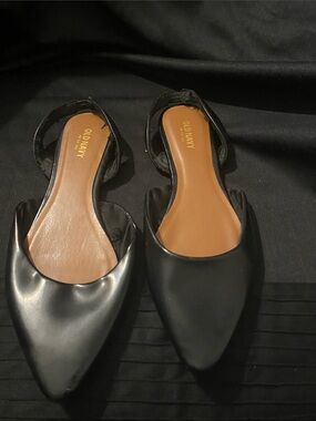 Old Navy Black Pointed Toe Slingback Flats with Tan Insole